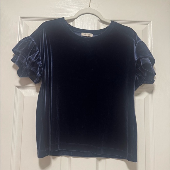 Madewell Velvet Ruffle Sleeve Top - Picture 6 of 13